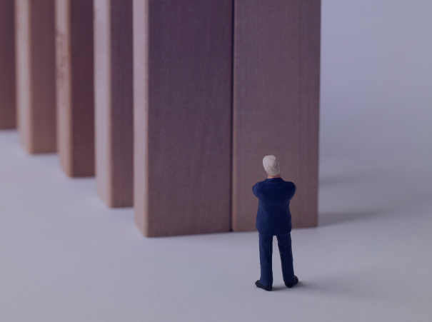 Businessman in front of obstacles